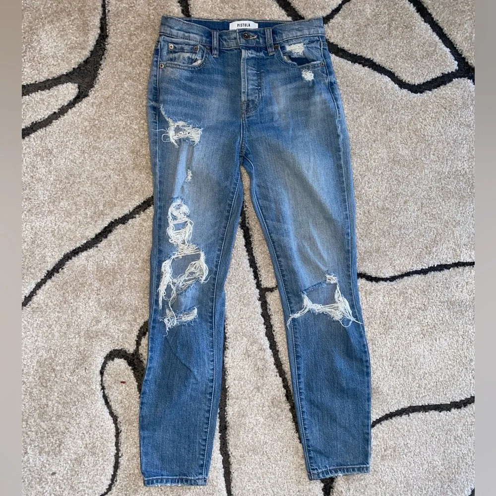 Pistola Presley Destroyed High Waist Relaxed Jeans - Picture 9 of 11